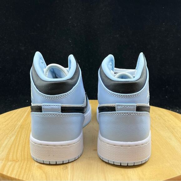 Nike Air Jordan 1 Mid Ice Blue Black Sail White UNC 555112-401 Size 5.5Y/ 7W New - Picture 9 of 9